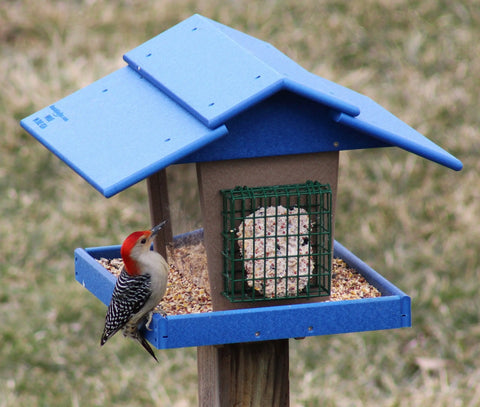 15 Inch Eco-Friendly Poly Lumber 3-in-1 Deluxe Bird Feeder – Suet, Peanut & Seed Feeder | Made in USA Amish Toy Box  Lawn & Patio