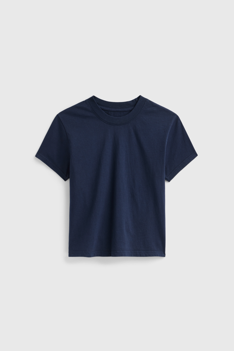 Vintage-Inspired Petite Cropped T-Shirt – Close Fit Daily Essential | Made in USA EcoCycle Cotton US Standard Apparel  SS SIDE SEAM TEE