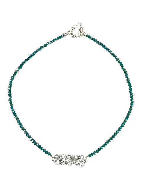 Filigree Beaded Necklace | Peacock Green & Dusty Purple Michelle Marie Boutique  Necklaces