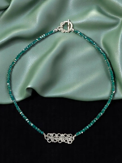 Filigree Beaded Necklace | Peacock Green & Dusty Purple Michelle Marie Boutique  Necklaces