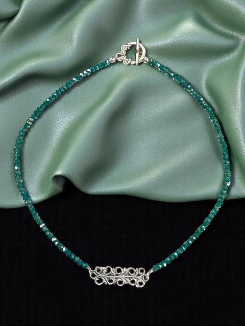 16 Inch Filigree Pendant Necklace With Peacock Green Beads – Hypoallergenic Stainless Steel Chain | Made in USA Michelle Marie Boutique  Necklaces