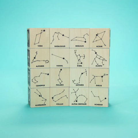 16-Piece Wooden Constellation Educational Blocks – 1.75 Inch Cubes for Kids | Made in USA by Uncle Goose Uncle Goose  Discovery
