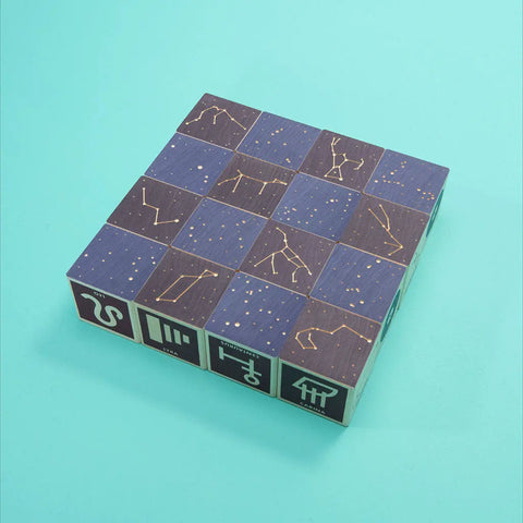 16-Piece Wooden Constellation Educational Blocks – 1.75 Inch Cubes for Kids | Made in USA by Uncle Goose Uncle Goose  Discovery