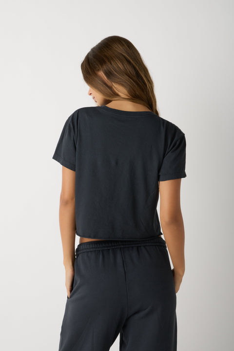 Women’s Cropped Rocker T-Shirt Cotton Vintage Style – Made in Los Angeles USA US Standard Apparel  SS SIDE SEAM TEE