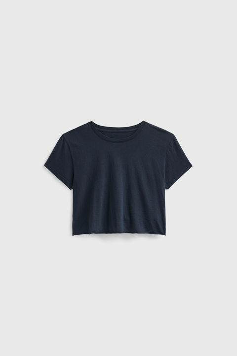 Women’s Cropped Rocker T-Shirt Cotton Vintage Style – Made in Los Angeles USA US Standard Apparel  SS SIDE SEAM TEE