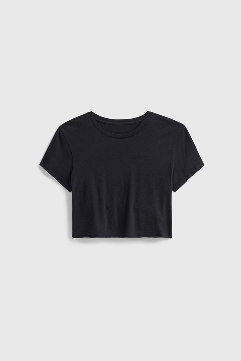Women’s Cropped Rocker T-Shirt Cotton Vintage Style – Made in Los Angeles USA US Standard Apparel  SS SIDE SEAM TEE