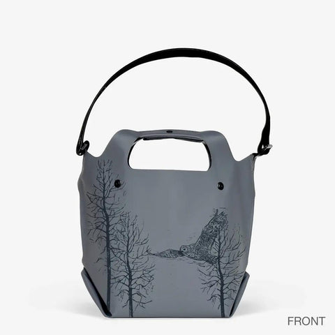 17 Inch LastBag Owl Tote – Durable Waterproof Vinyl Reusable Bag | Handmade in USA Twisp WA eqpd  LastBags 45.00 13" Shoulder / Charcoal