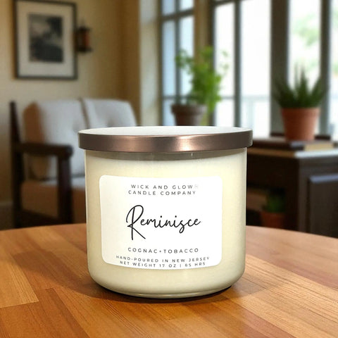17 Oz Luxury Soy Candle – Cognac And Tobacco Scented Home Fragrance | Hand-Poured In USA Wick and Glow Candle Company™  Candles
