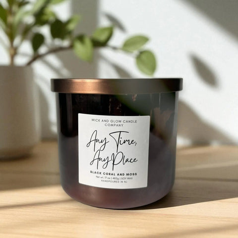 17 oz Luxury Soy Wax Candle – Black Moss and Amber Scented Home Fragrance | Hand-Poured in USA with 70+ Hour Burn Time Wick and Glow Candle Company™  Candles