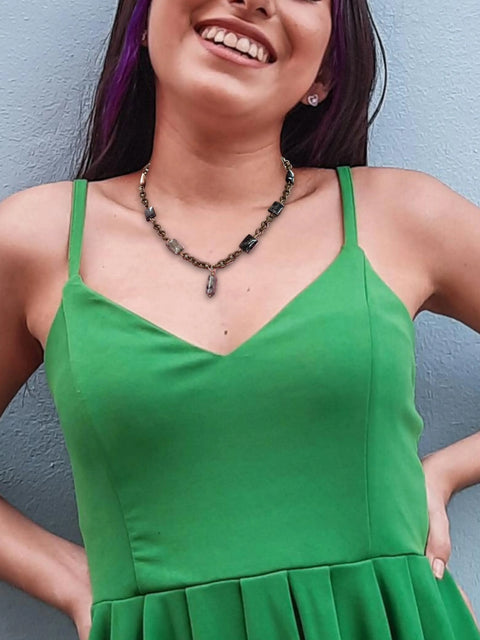 17.5 Inch Snakeskin Jasper Stone Necklace – Antique Gold Chain Pendant | Handcrafted Made in USA Michelle Marie Boutique  Necklaces