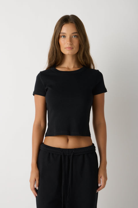 Cropped Baby Rib Tee – Premium Ringspun Cotton Short Sleeve Top | Made in USA Women's Apparel US Standard Apparel  product