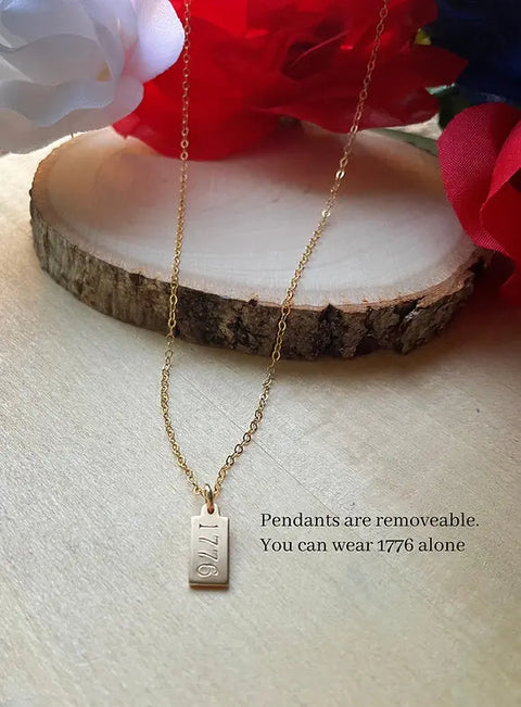 1776 Cross Gold Filled Charm Necklace Liberty Cottage Design 