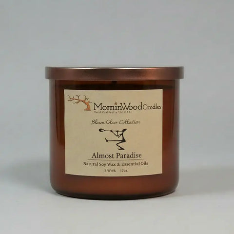17oz Soy Wax 3-Wick Candle – Almost Paradise Scented Glass Jar | Handcrafted Home Fragrance Made in USA MorninWood Candles  3 Wick Candle