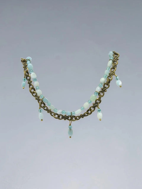 18 Inch Aqua Amazonite Statement Necklace – Antique Gold Finish Gemstone Jewelry | Made in USA Michelle Marie Boutique  Necklace