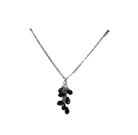 18 Inch Black Teardrop Cluster Pendant Necklace – Silver Plated Brass Chain | Made in USA – Michelle Marie Boutique Michelle Marie Boutique  Necklace