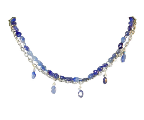 18 Inch Blue Dumortierite Gemstone Necklace – Silver Chain Charm Pendant | Made in USA by Michelle Marie Michelle Marie Boutique  Necklace