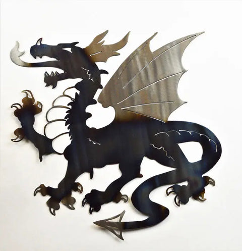 18 Inch Dragon Metal Wall Art – Handcrafted Heat-Treated Sculpture | Made in USA Knights Home Decor  item