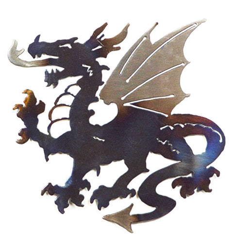 18 Inch Dragon Metal Wall Art – Handcrafted Heat-Treated Sculpture | Made in USA Knights Home Decor  item