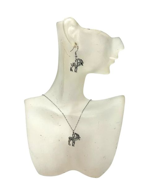 Pewter Moose Necklace and Earring Set Michelle Marie Boutique  Jewelry Set