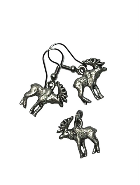 Pewter Moose Necklace and Earring Set Michelle Marie Boutique  Jewelry Set