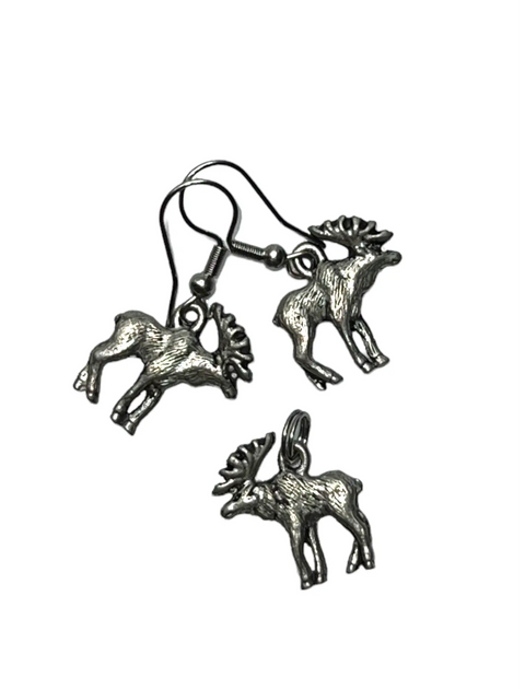 18 Inch Pewter Moose Necklace and Earrings Set – Nature Inspired Jewelry Gift | Made in USA Michelle Marie Boutique  Jewelry Set