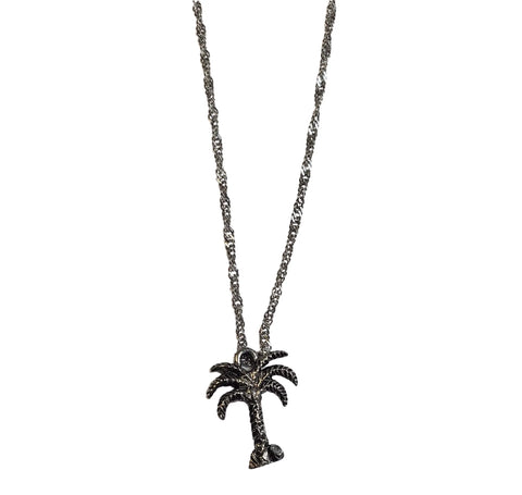 18 Inch Pewter Palm Tree Charm Necklace – Coastal Inspired Pendant Jewelry | Made in USA Michelle Marie Boutique  Necklace