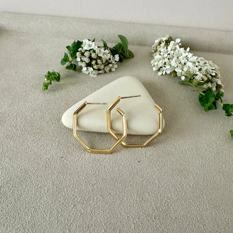 18K Gold Plated Small Geometric Hoop Earrings – Minimalist Jewelry | Made in USA Sarah Cecelia  EARRINGS