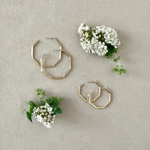 18K Gold Plated Small Geometric Hoop Earrings – Minimalist Jewelry | Made in USA Sarah Cecelia  EARRINGS