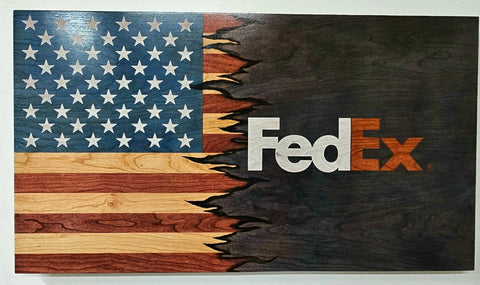 19 Inch Patriotic Cherry Hardwood Flag Wall Art – Colorado and USA Flags Fusion | Made in USA American Grains LLC 