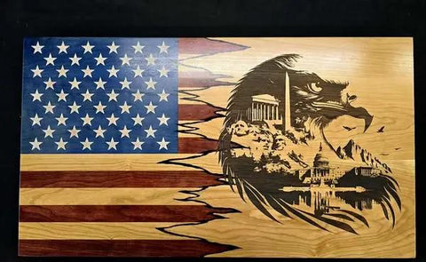 19"×34"×2" American Liberty American Grains, LLC  Custom Wooden Flag