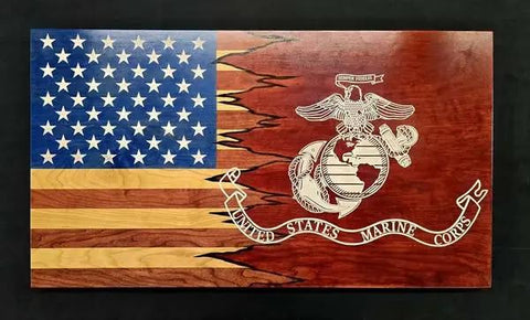 19"×34"×2" American Military American Grains, LLC  Custom Wooden Flag