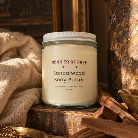 Sandalwood Body Butter Moisturizer – Nourishing Tallow Cream with Essential Oils 4 oz | Made in USA Born to be Free  Moisturizer