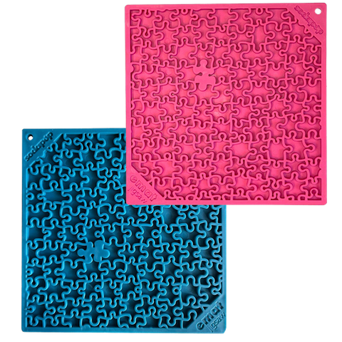 Large Blue and Pink Jigsaw eMat Lick Mat Bundle – Durable Slow Feeder | Made in USA SodaPup  EMAT