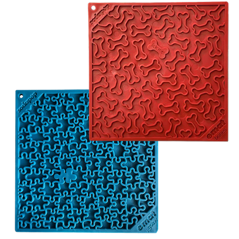 Large Blue Jigsaw And Red Bones Dog Lick Mat Bundle – Enrichment Feeder | Made in USA SodaPup  EMAT