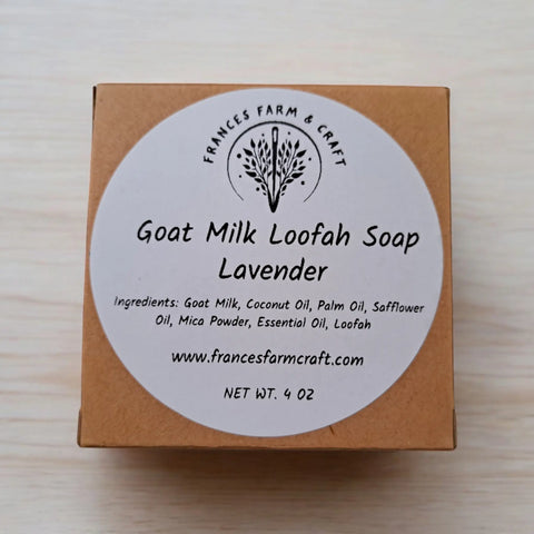 2 Goat Milk Loofah Soaps - Lavender Frances Farm & Craft 