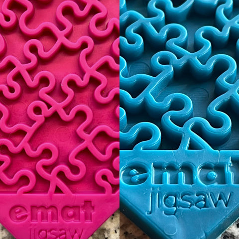 Large Blue and Pink Jigsaw eMat Lick Mat Bundle – Durable Slow Feeder | Made in USA SodaPup  EMAT