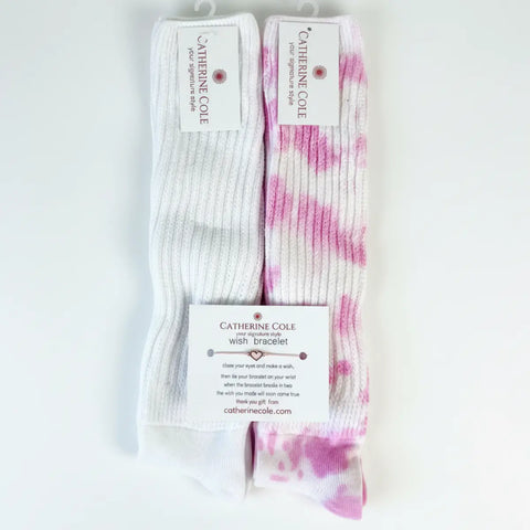 2 Pair Slouch Socks Bundle – 2 Sizes | Cotton Blend – Beige and White Colors | Made in USA Catherine Cole  socks