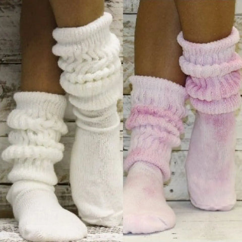 2 Pair Slouch Socks Bundle – 2 Sizes | Cotton Blend – Beige and White Colors | Made in USA Catherine Cole  socks