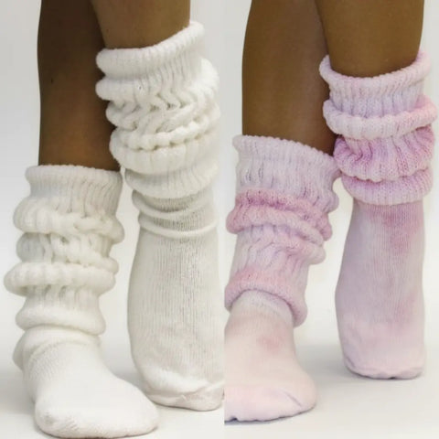 2 Pair Slouch Socks Bundle – 2 Sizes | Cotton Blend – Beige and White Colors | Made in USA Catherine Cole  socks