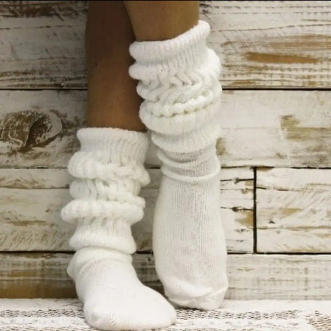 2 Pairs Bundle ULTIMATE Slouch Socks Women's - Beige White Catherine Cole  socks