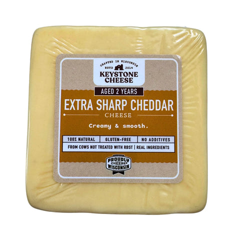 2 Year Aged White Cheddar Cheese – Creamy Sharp Block | Artisan Wisconsin Dairy Product | Made in USA Keystone Cheese  Cheese