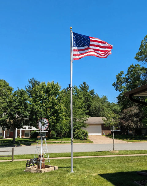20 Foot Tapered Aluminum Flagpole – Heavy-Duty 3 Inch Diameter with External Halyard | Made in USA Freedom Flag and Pole 