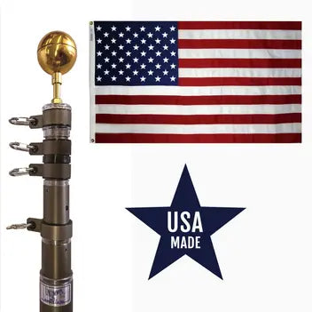 20 Ft Heavy-Duty Telescoping Flagpole Kit – 3 Inch Base Diameter – Weather-Resistant | Made in USA Freedom Flag and Pole 