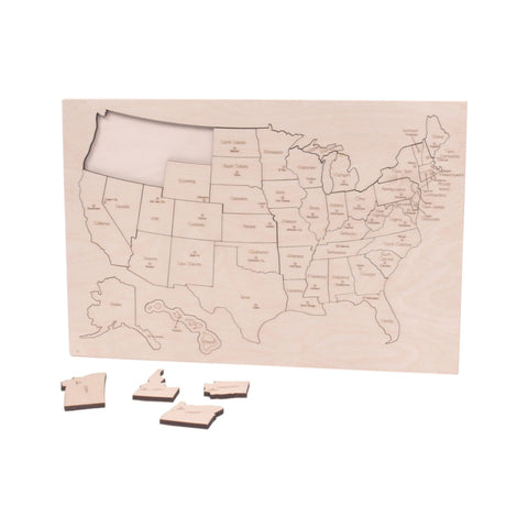 20 Inch Wooden USA States and Capitals Puzzle – Educational Floor Toy – Amish-Made | Made in USA Amish Toy Box  Toy