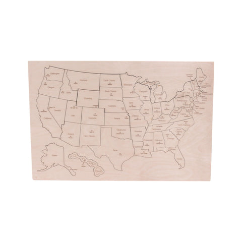 20 Inch Wooden USA States and Capitals Puzzle – Educational Floor Toy – Amish-Made | Made in USA Amish Toy Box  Toy