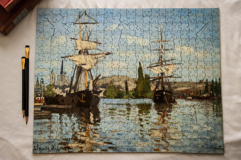 Ships Riding on the Seine, Monet, Wooden Puzzle, 457 Pcs Perplexing Puzzles  Jigsaw Puzzles