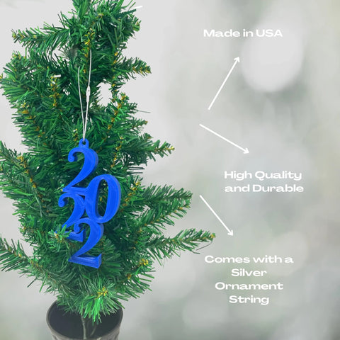 2022 Blue Christmas Ornament – 3D Printed Holiday Decor | Made in USA Chatelet Manufacturing 