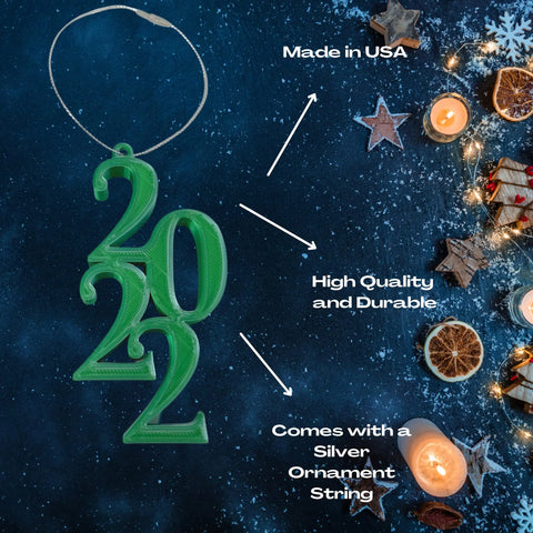 2022 Blue Christmas Ornament – 3D Printed Holiday Decor | Made in USA Chatelet Manufacturing 