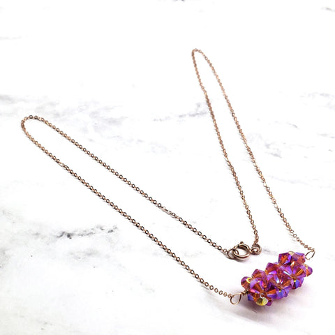 14K Rose Gold Filled Super Sparkly Pastel Crystal Barrel Necklaces