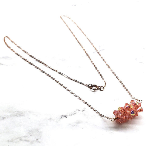 14K Rose Gold Filled Super Sparkly Pastel Crystal Barrel Necklaces